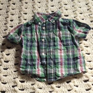 🔥3 For $12🔥 Gymboree Green Plaid Short-Sleeve Button-Down Shirt